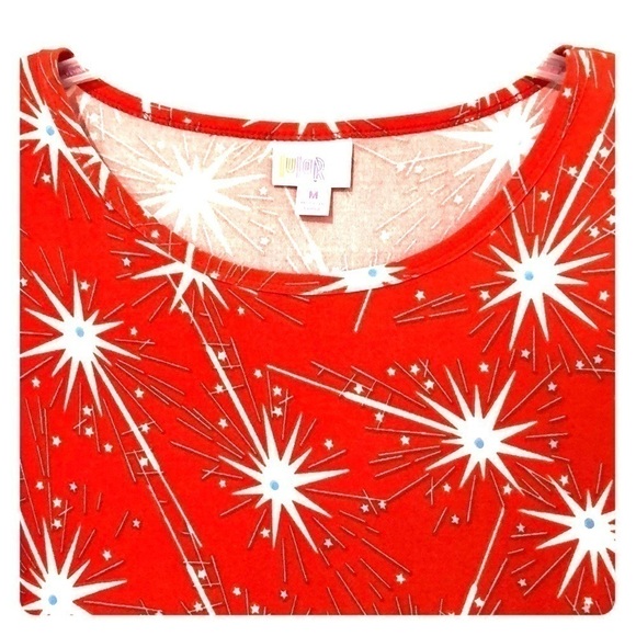 𝅺lularoe Simply Comfortable Orange Starburst Blouse - Picture 2 of 4